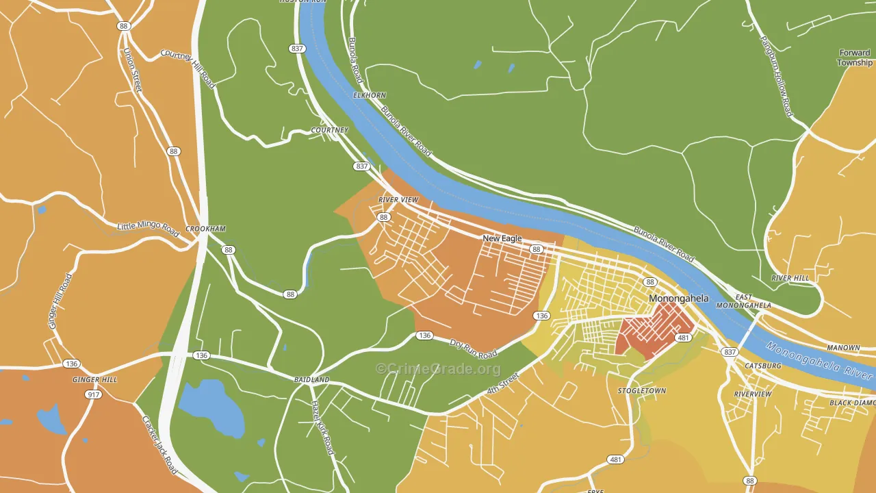 New Eagle, PA Map of Theft Rates