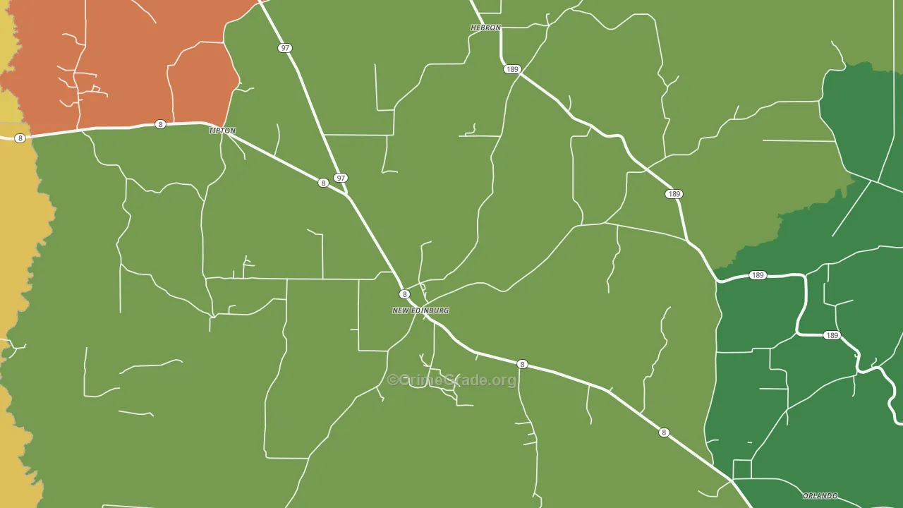 New Edinburg, AR Map of Theft Rates
