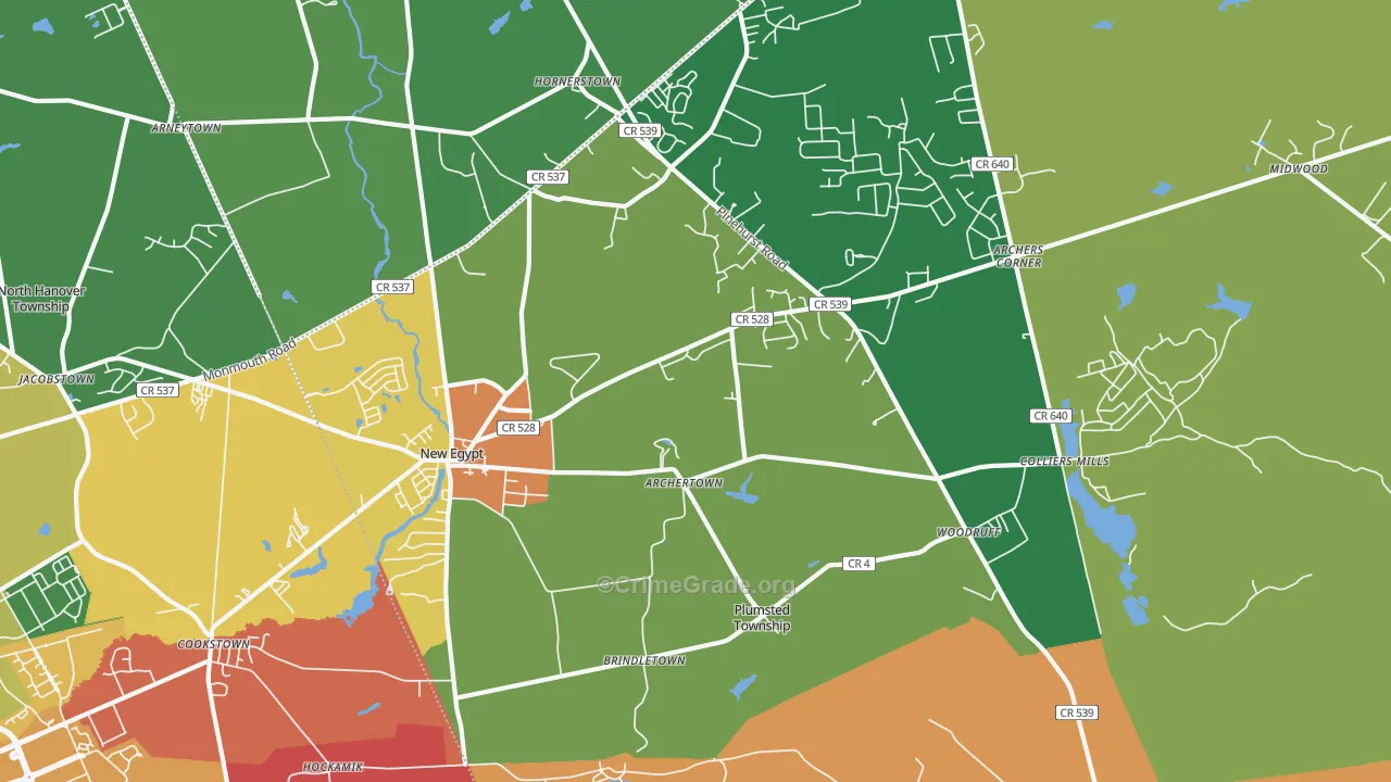 New Egypt, NJ Map of Theft Rates