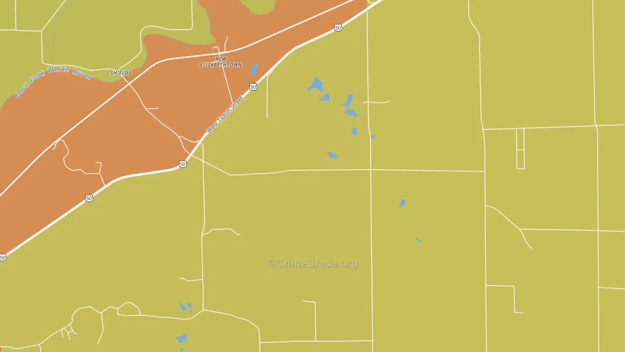 New Elizabethtown, IN Map of Theft Rates