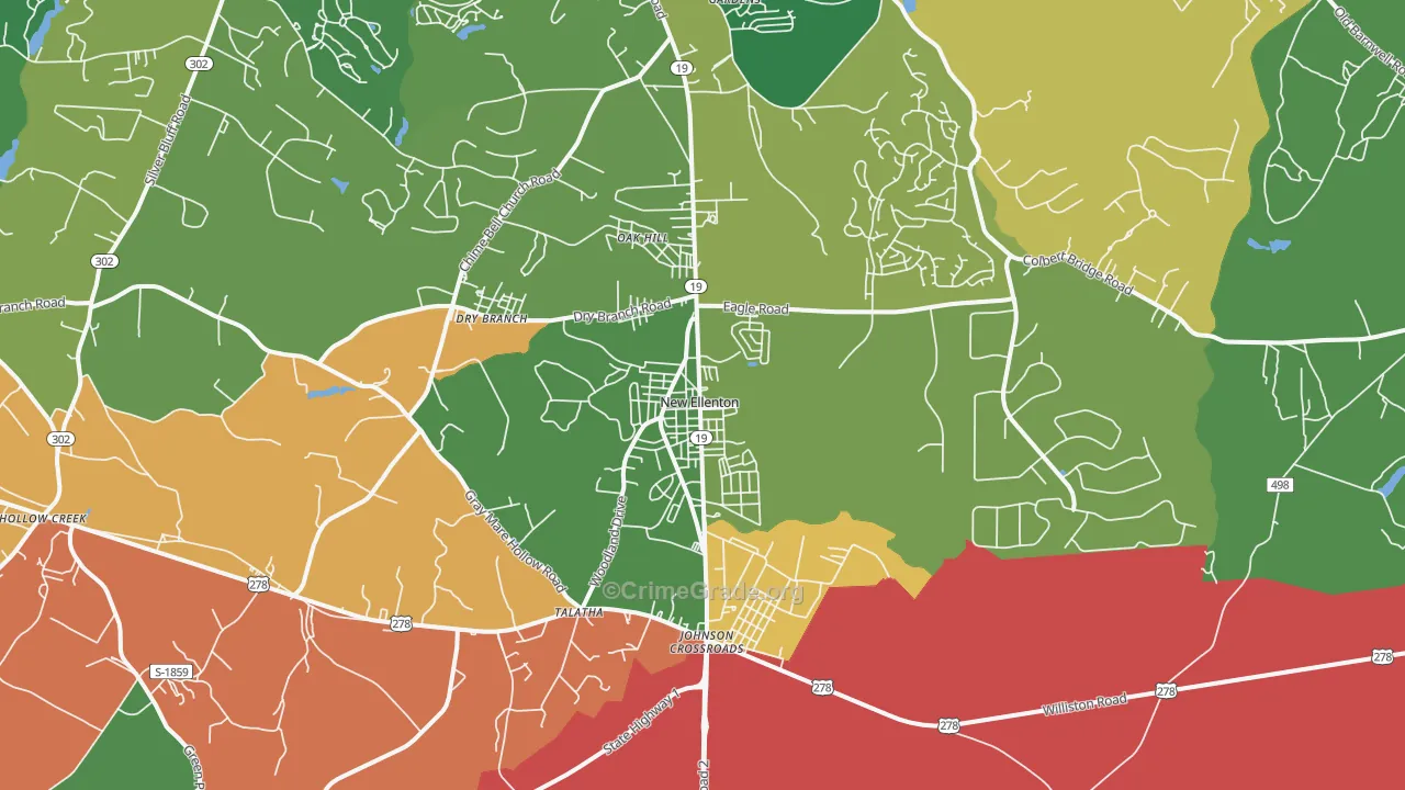 New Ellenton, SC Map of Theft Rates