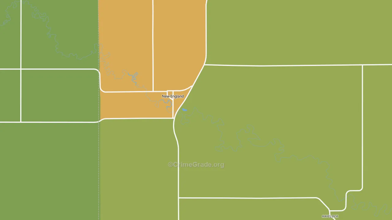 New England, ND Map of Theft Rates