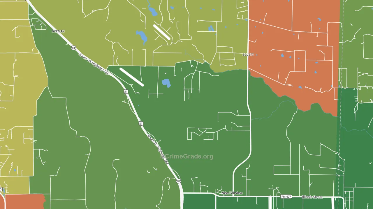 New Fairview, TX Map of Theft Rates
