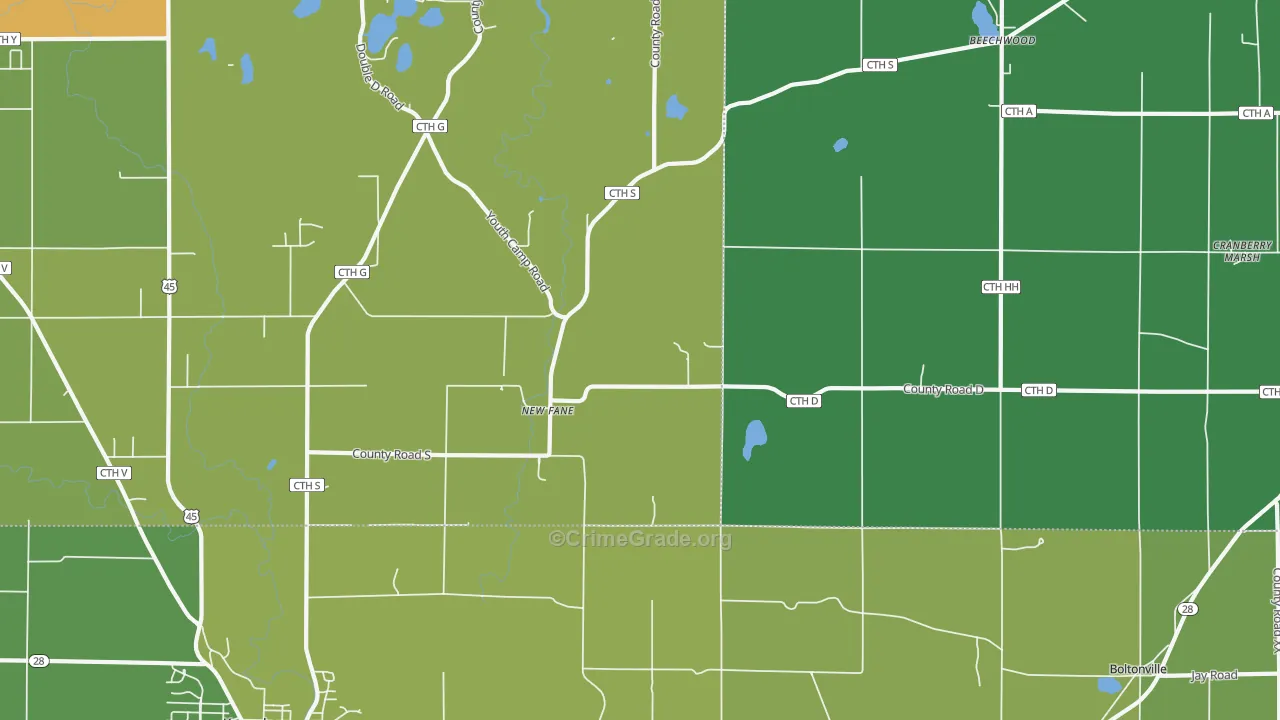 New Fane, WI Map of Theft Rates