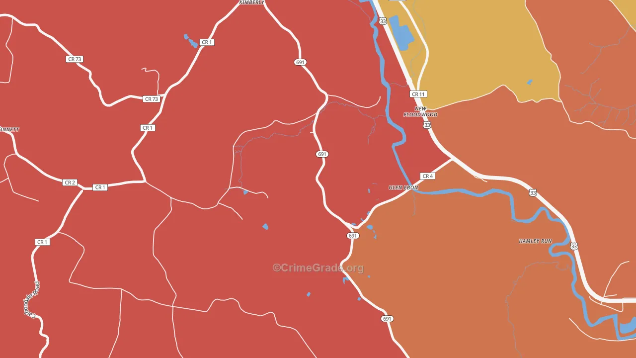 New Floodwood, OH Map of Theft Rates