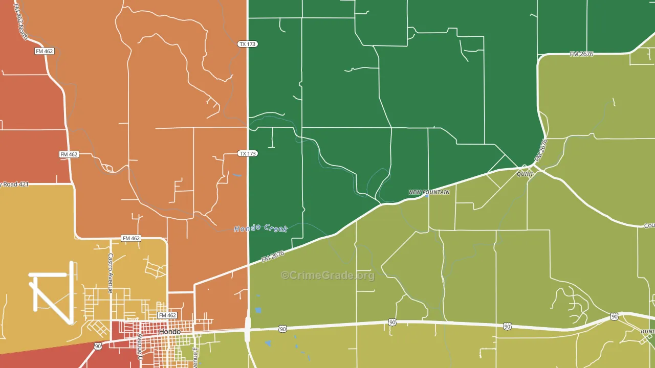 New Fountain, TX Map of Theft Rates