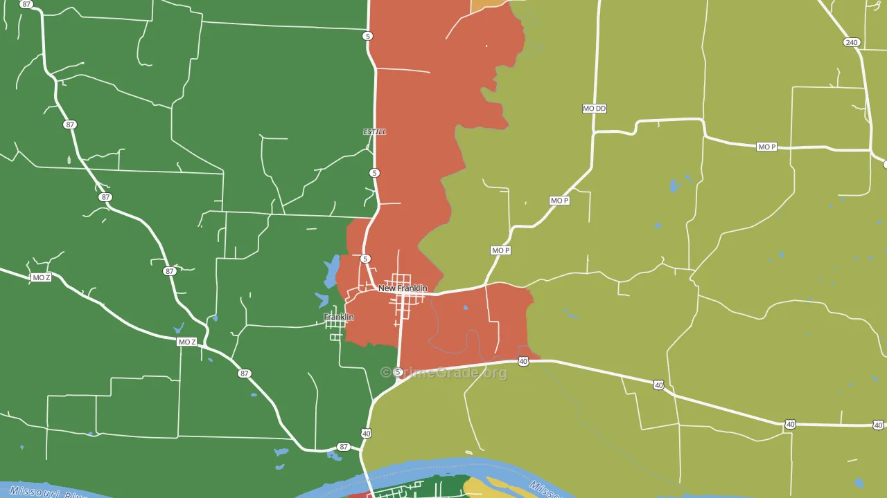 New Franklin, MO Map of Theft Rates