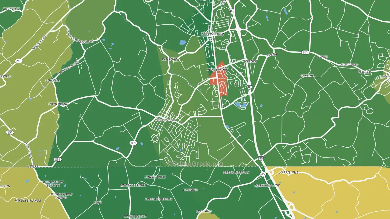 New Freedom, PA Map of Theft Rates