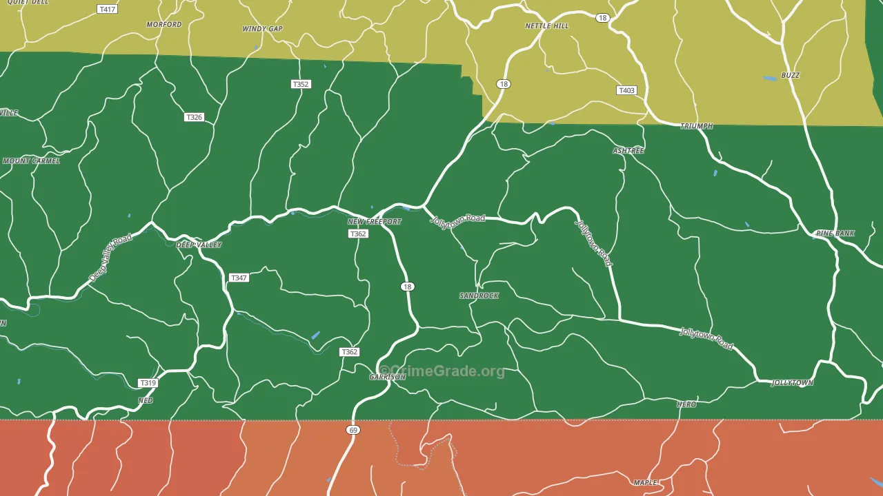New Freeport, PA Map of Theft Rates
