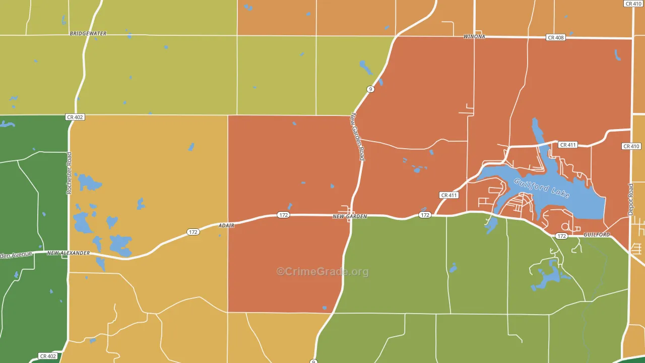 New Garden, OH Map of Theft Rates