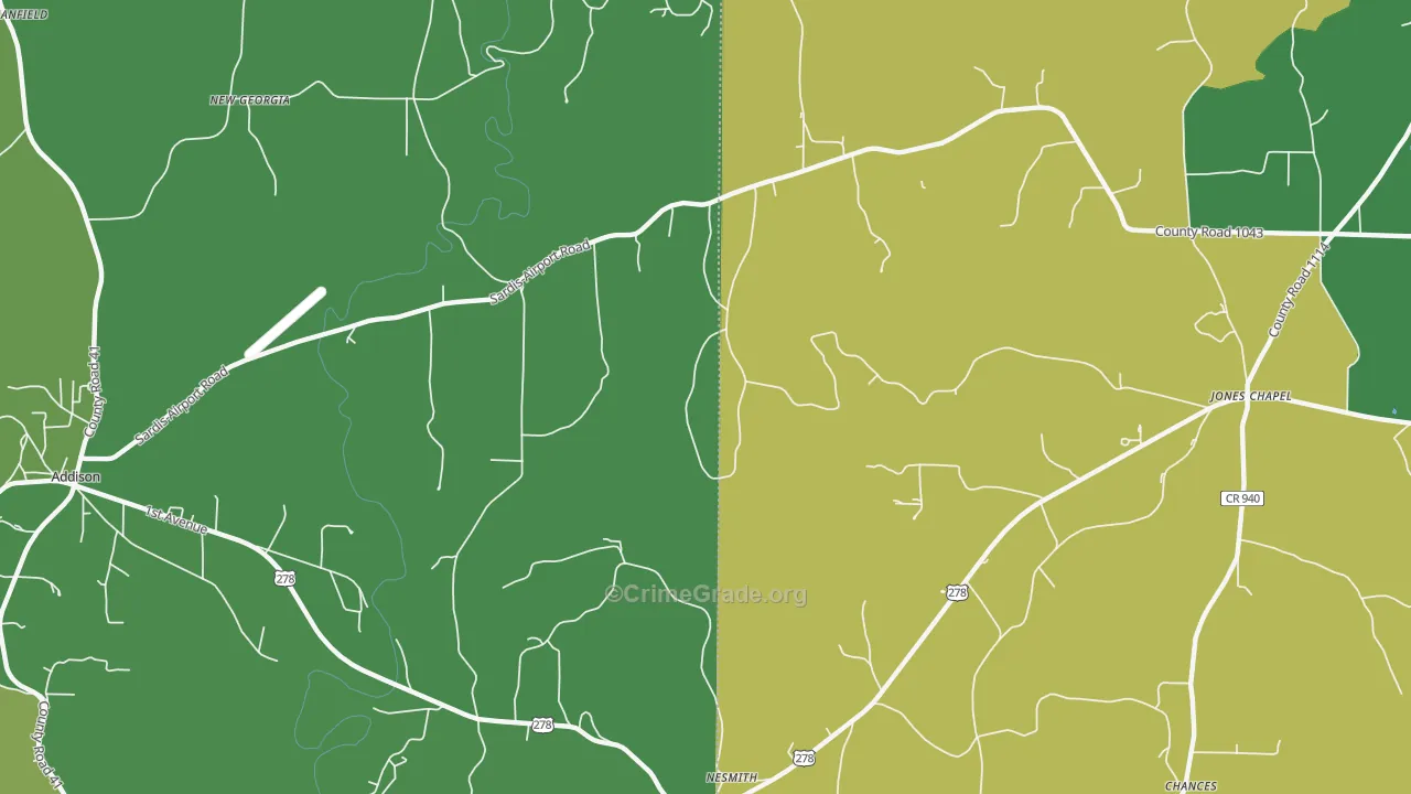 New Georgia, AL Map of Theft Rates