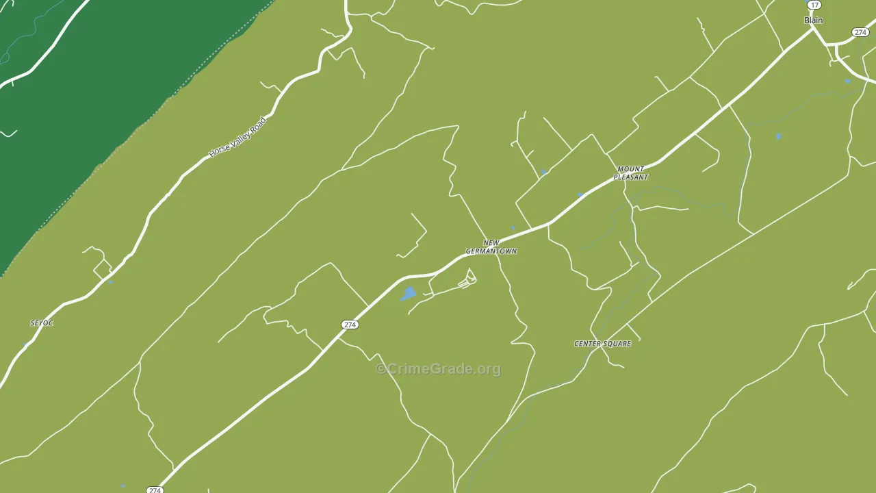 New Germantown, PA Map of Theft Rates