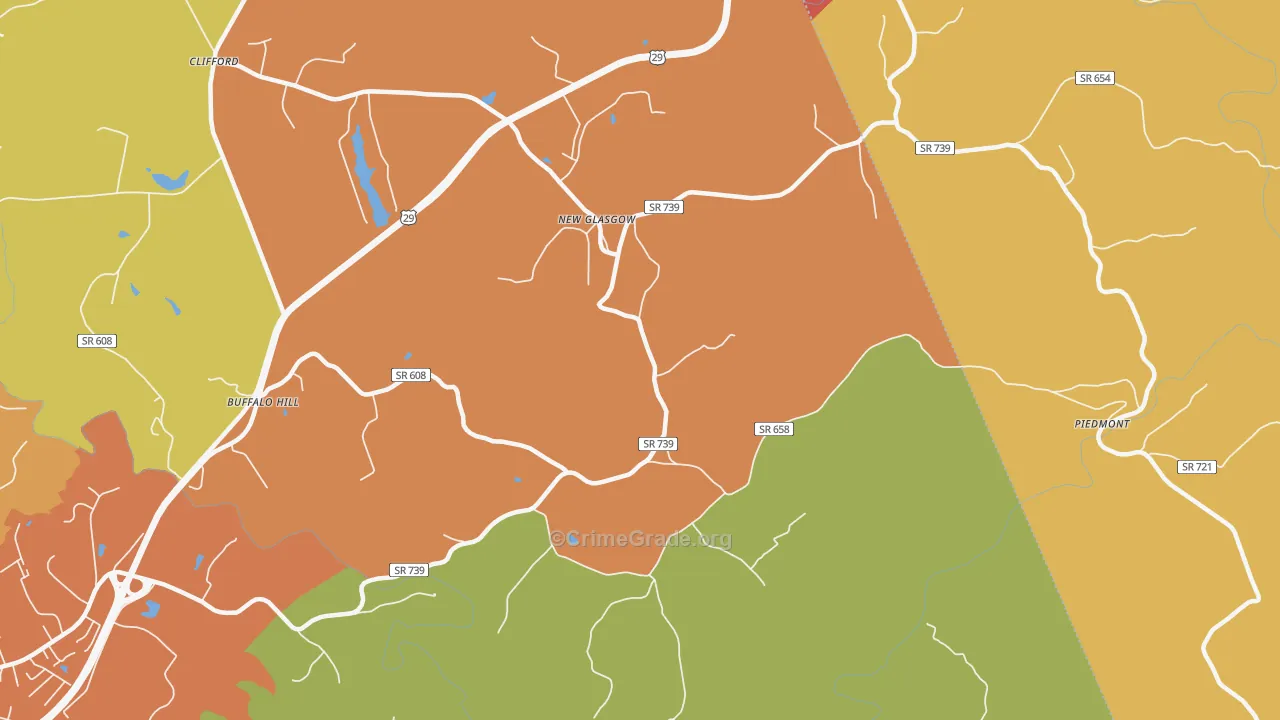 New Glasgow, VA Map of Theft Rates
