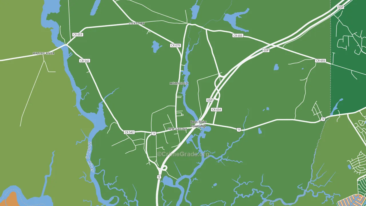 New Gretna, NJ Map of Theft Rates