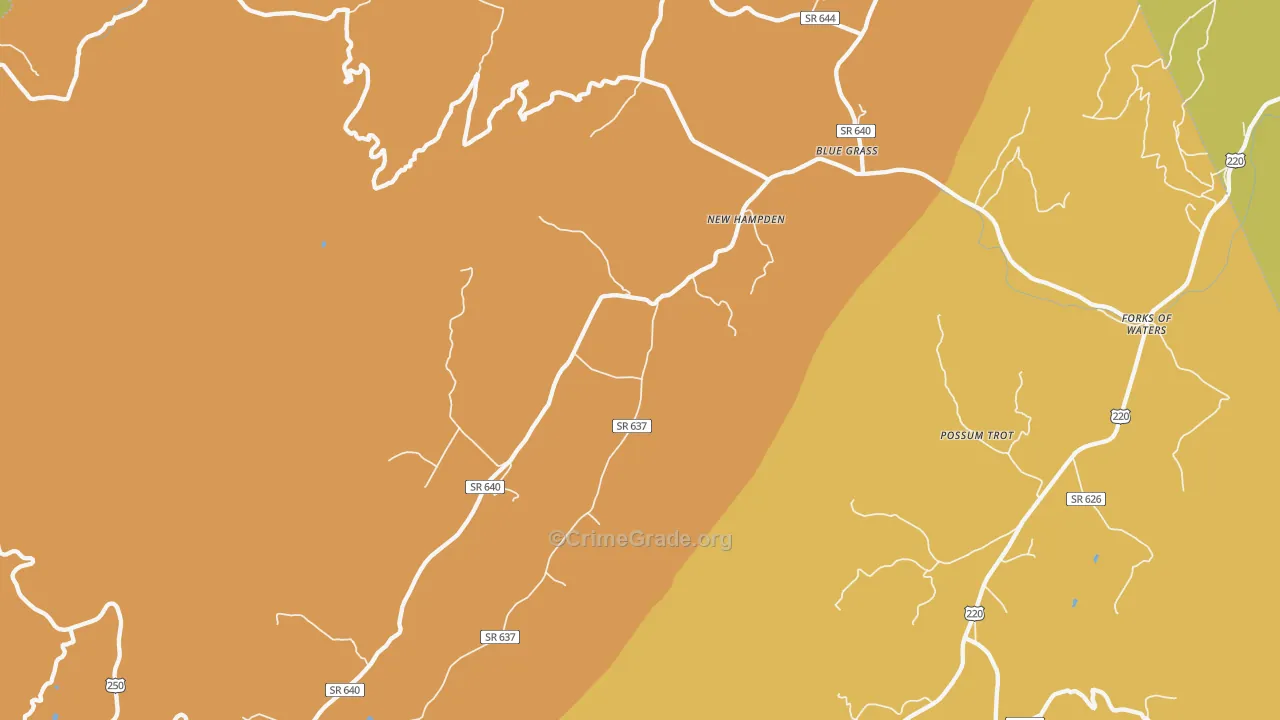 New Hampden, VA Map of Theft Rates