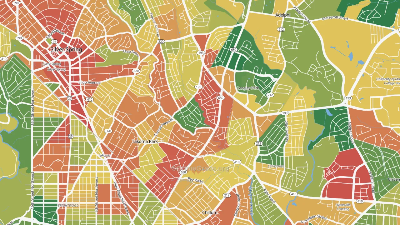 New Hampshire Gardens, Takoma Park, MD Map of Theft Rates