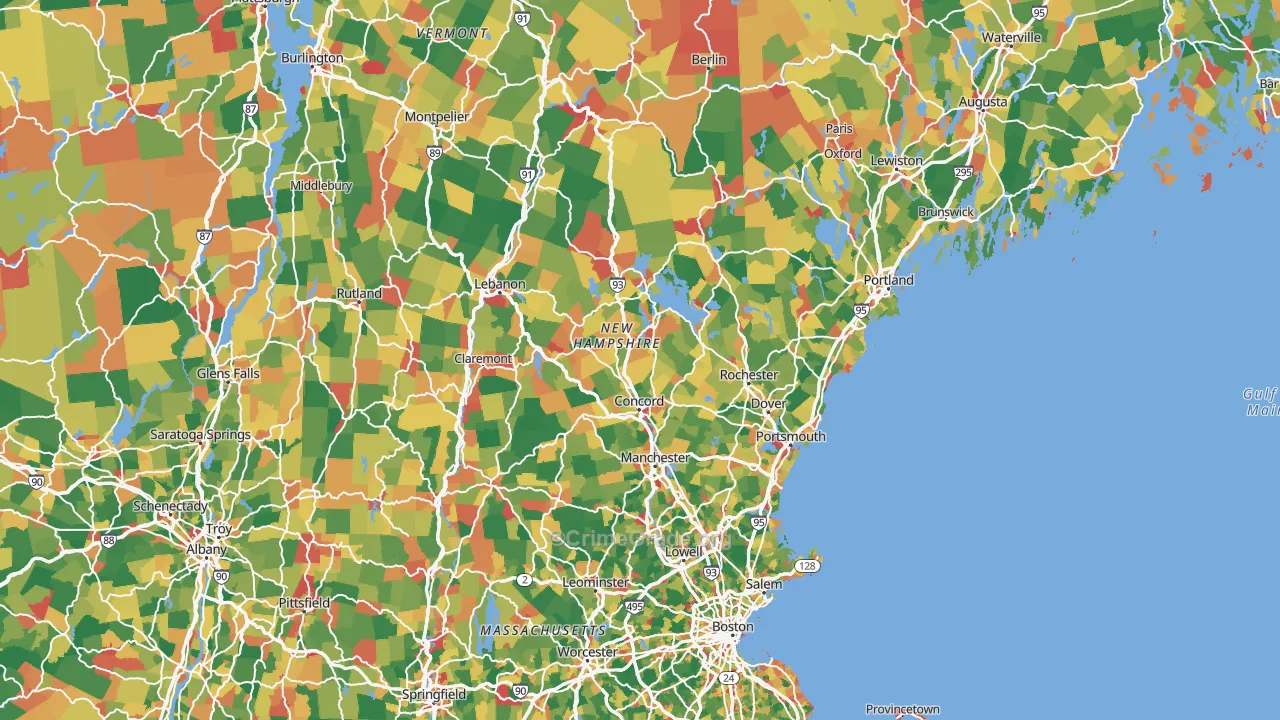 New Hampshire Map of Theft Rates