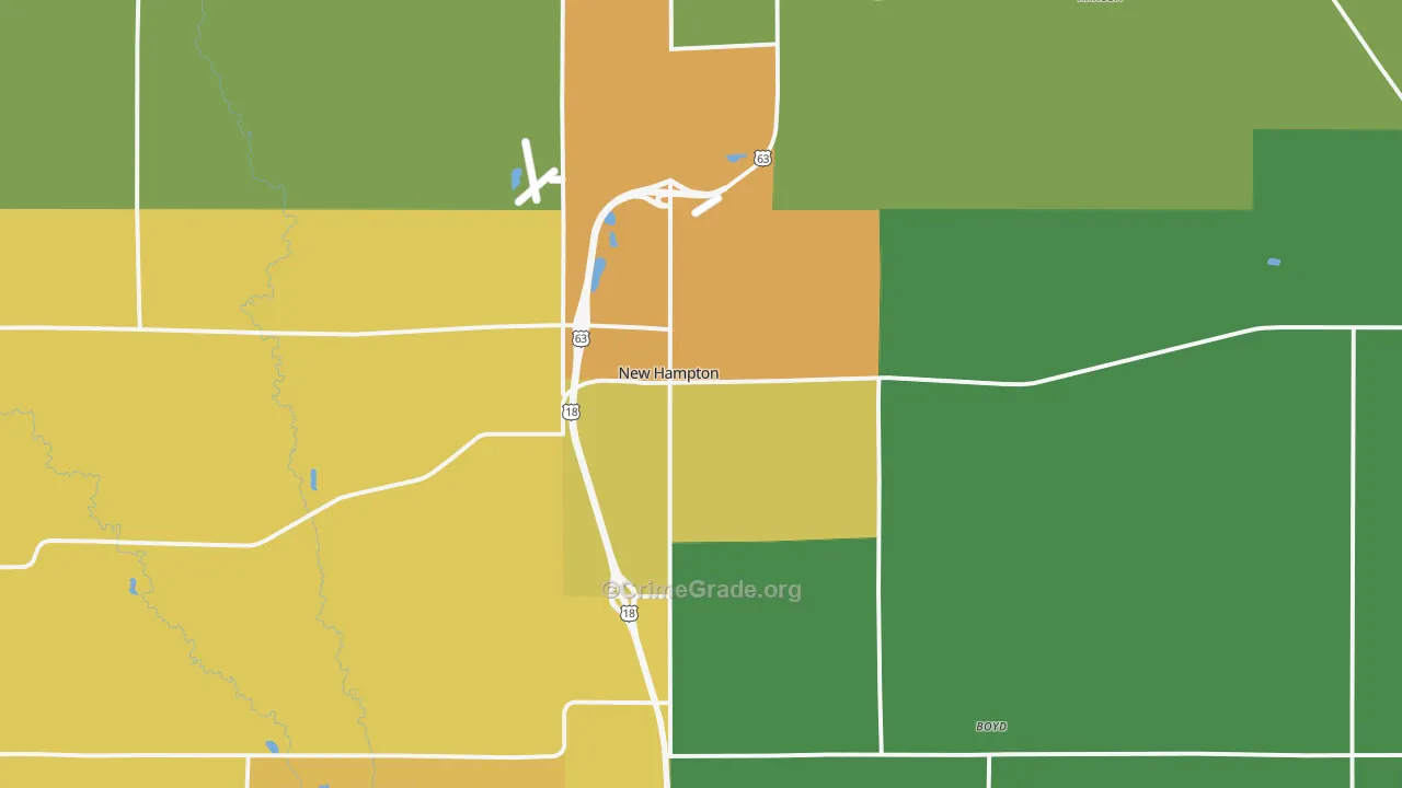 New Hampton, IA Map of Theft Rates