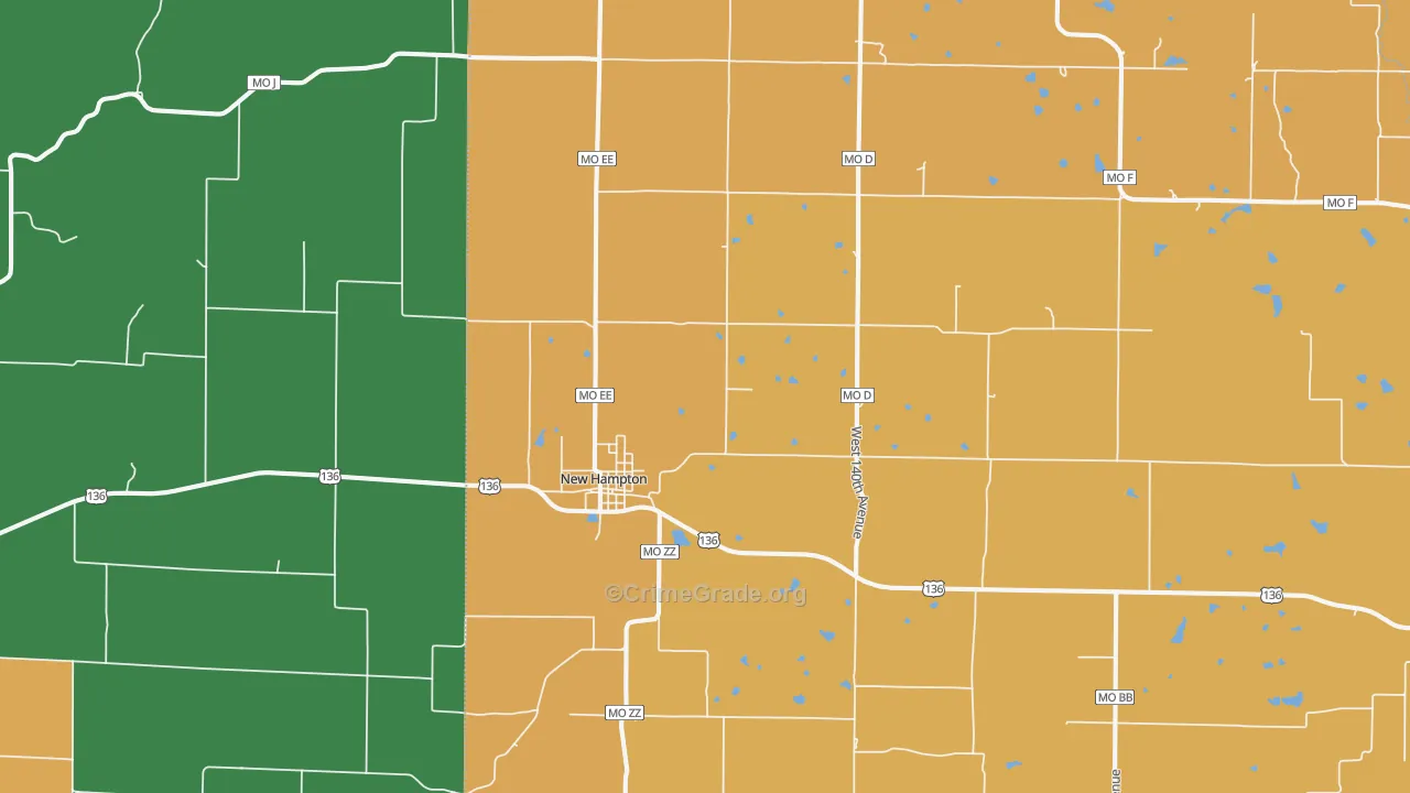 New Hampton, MO Map of Theft Rates