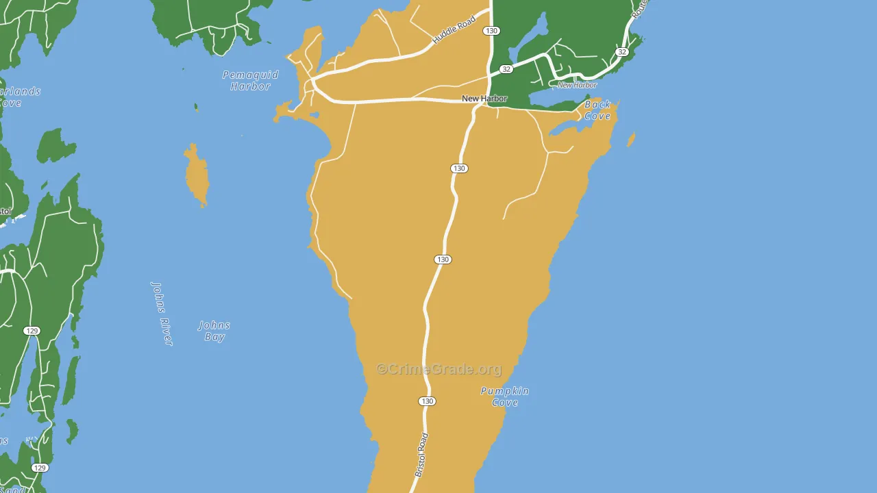 New Harbor, ME Map of Theft Rates