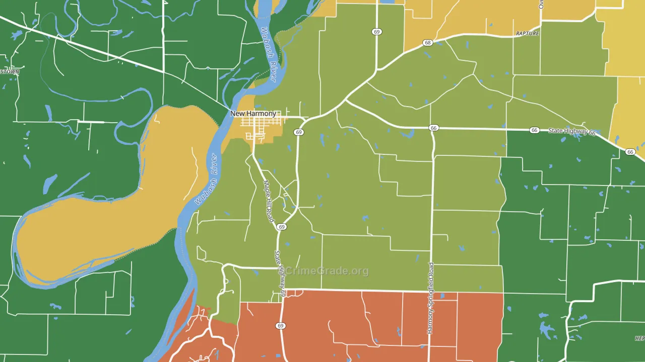 New Harmony, IN Map of Theft Rates