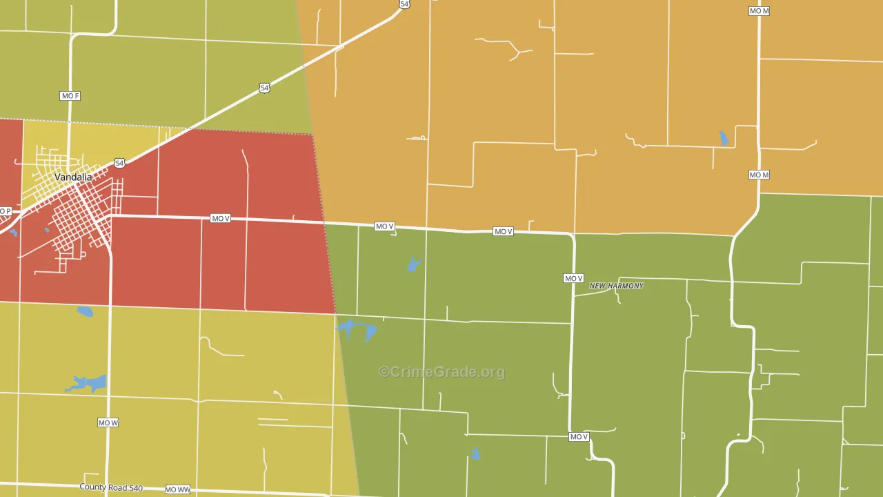 New Harmony, MO Map of Theft Rates