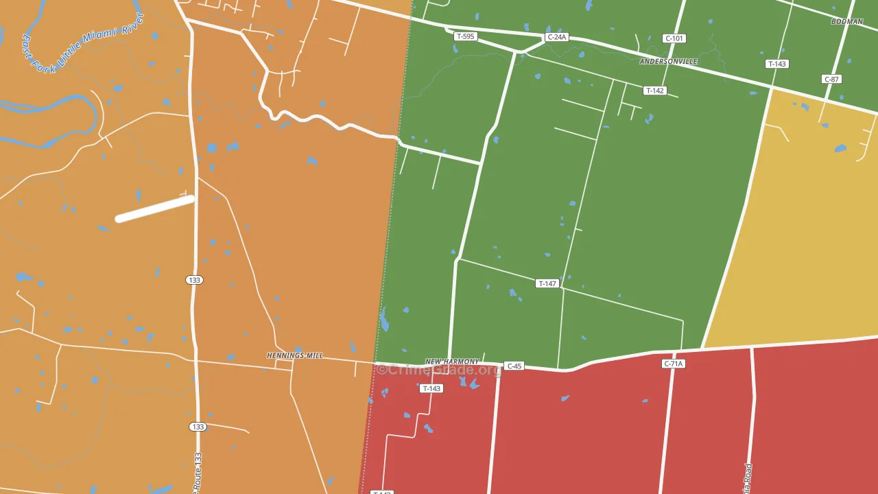 New Harmony, OH Map of Theft Rates