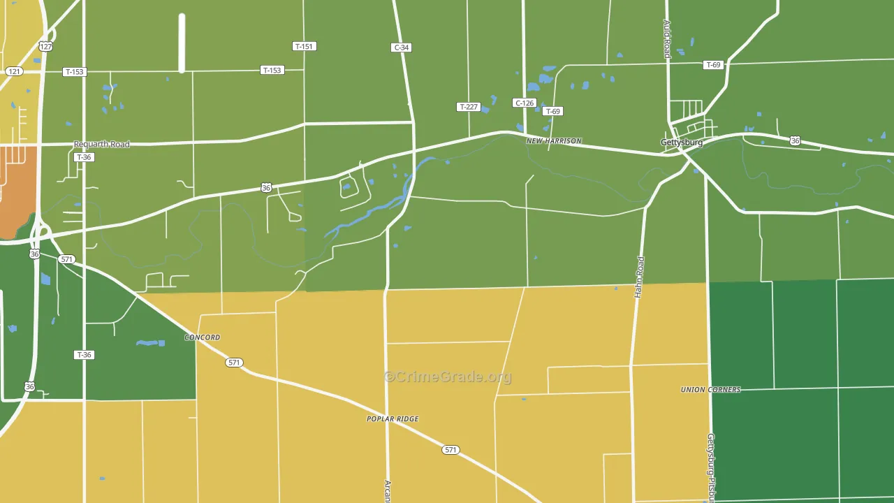 New Harrison, OH Map of Theft Rates