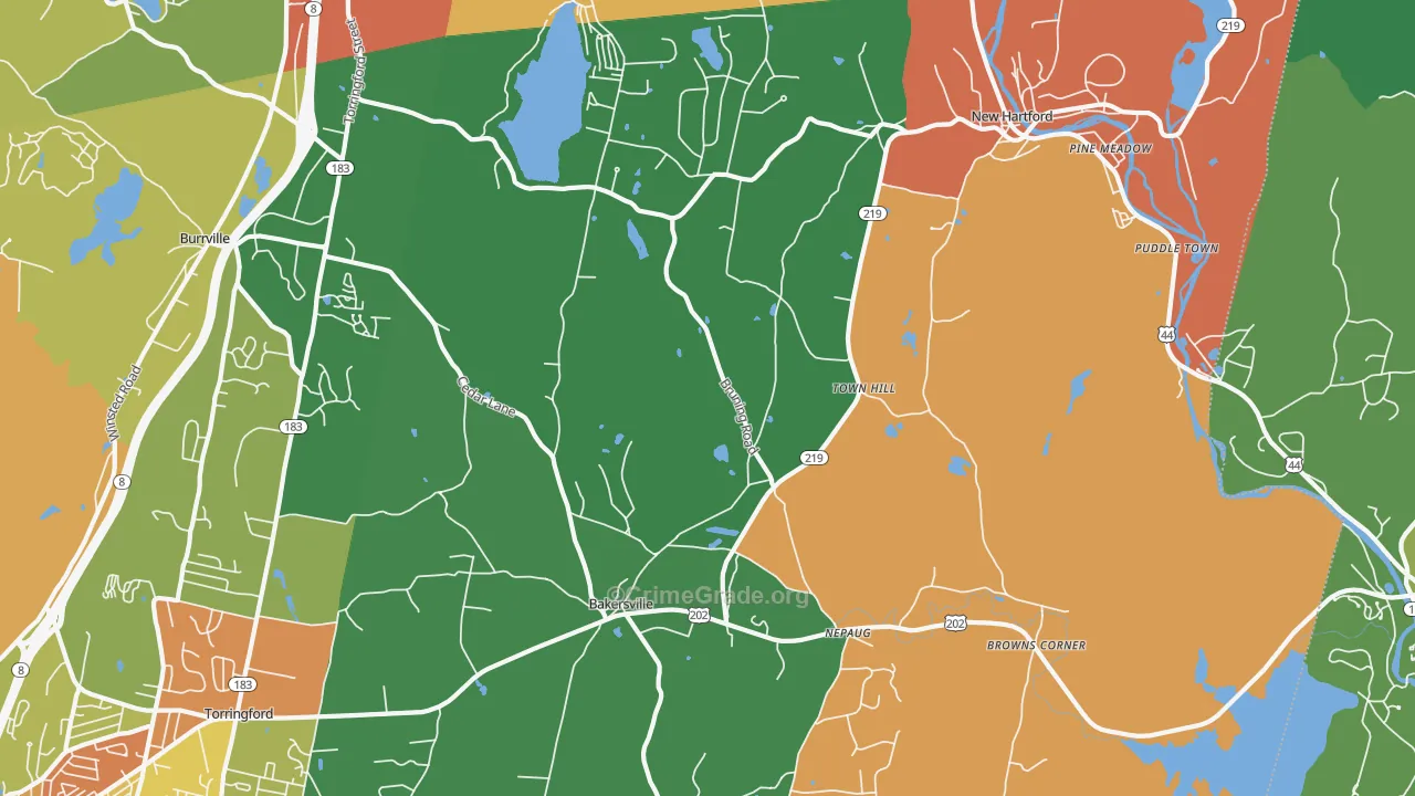 New Hartford, CT Map of Theft Rates