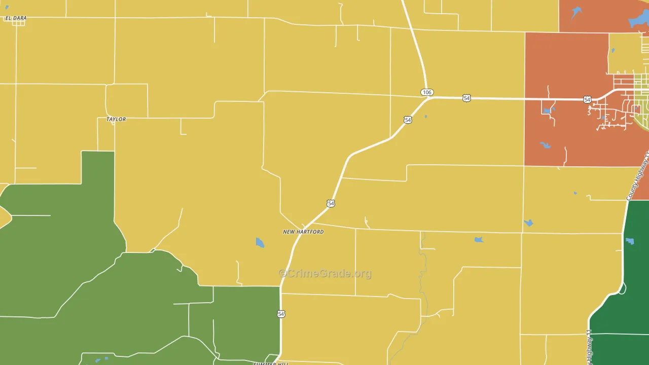 New Hartford, IL Map of Theft Rates