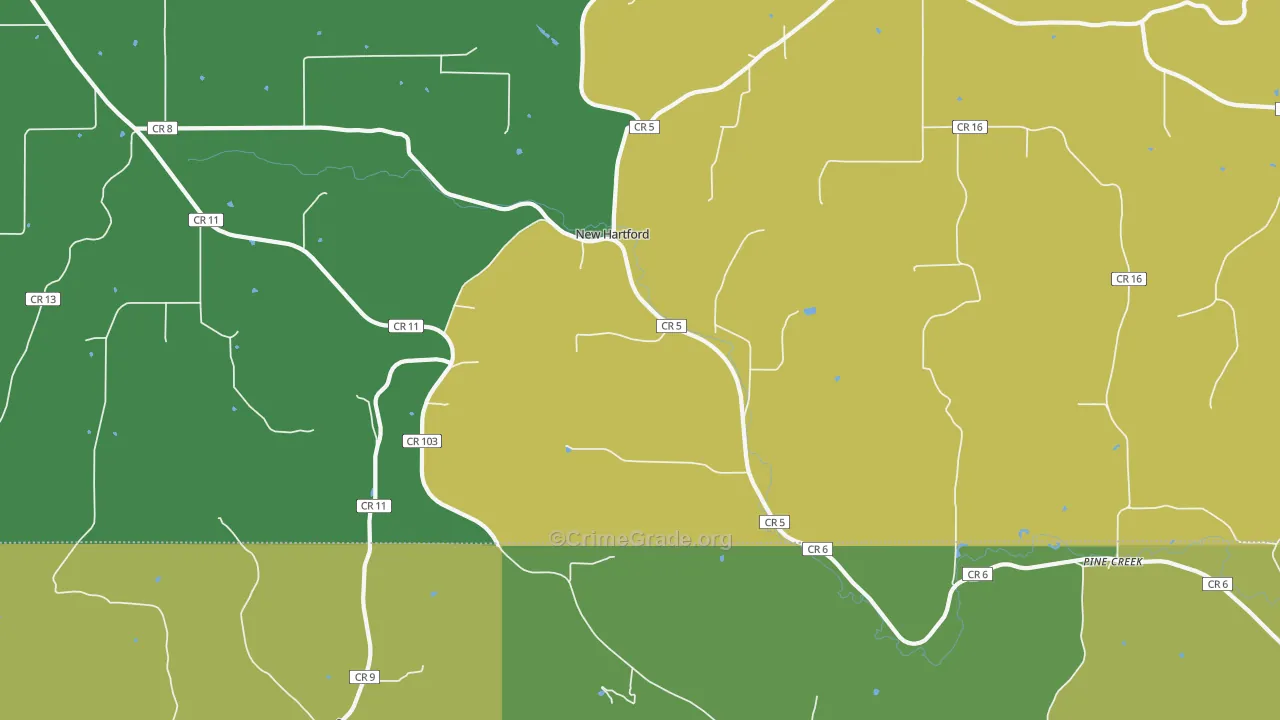 New Hartford, MN Map of Theft Rates