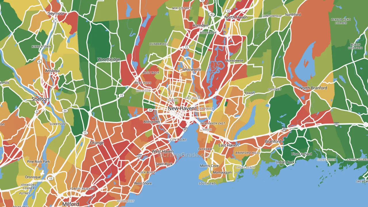 New Haven, CT Map of Theft Rates