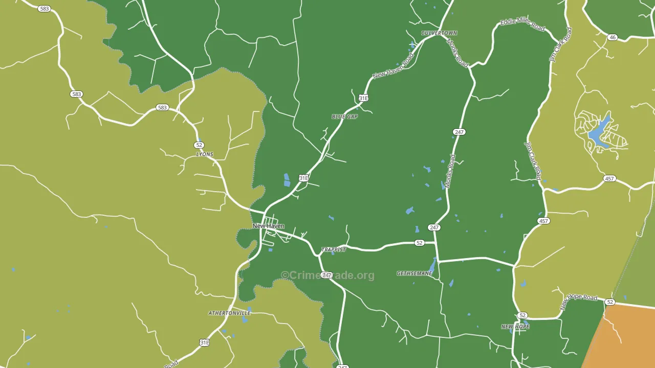 New Haven, KY Map of Theft Rates