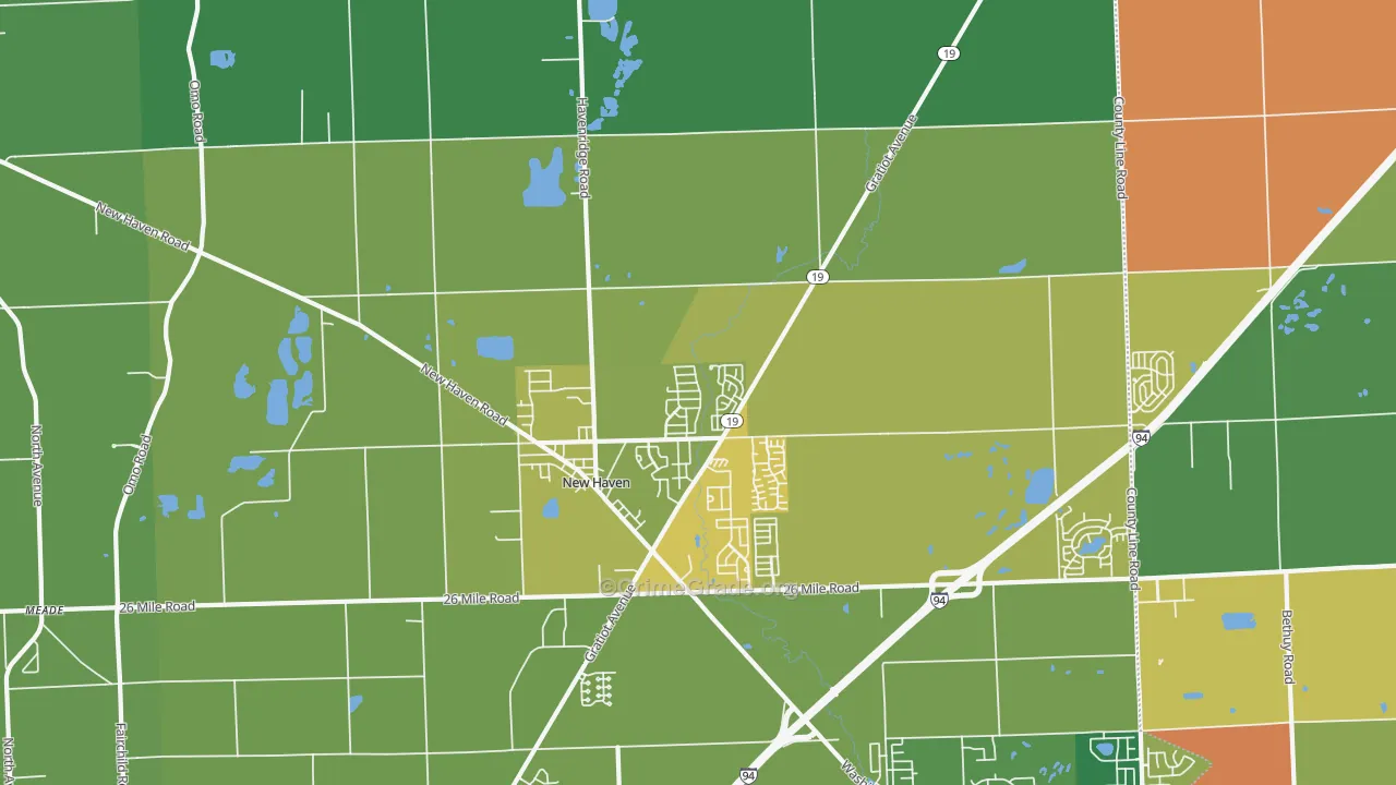 New Haven, MI Map of Theft Rates