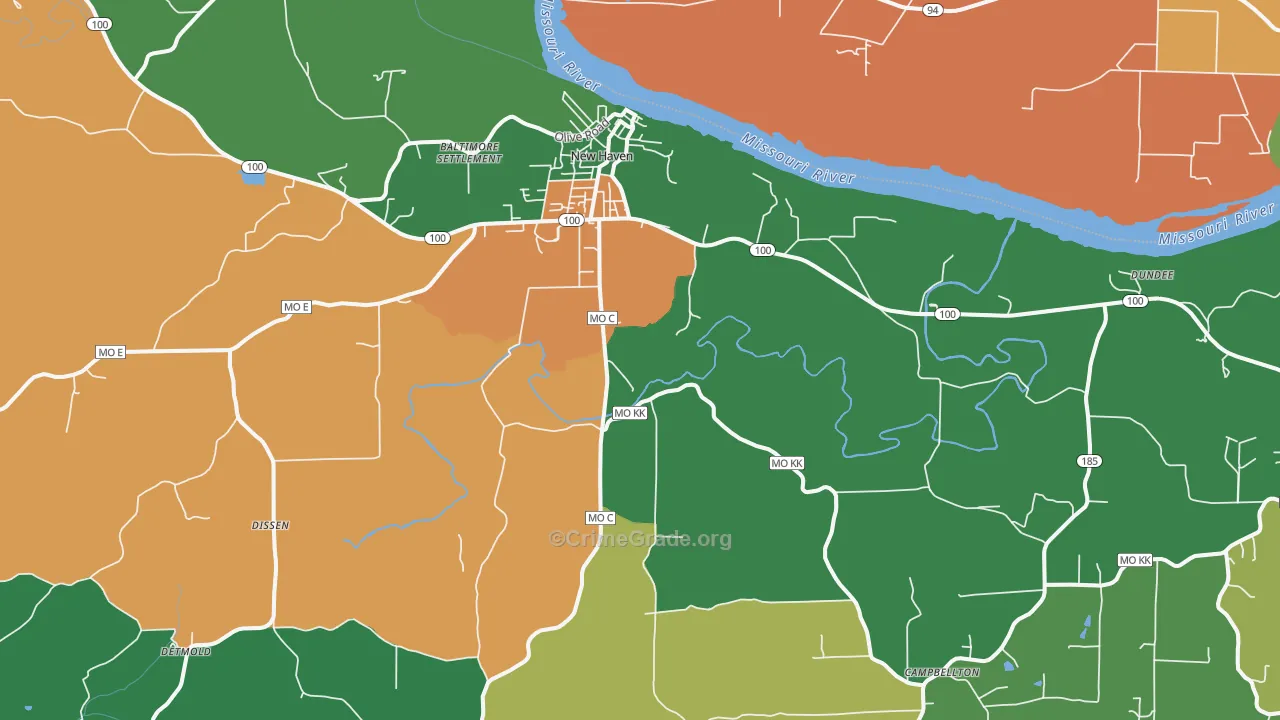 New Haven, MO Map of Theft Rates