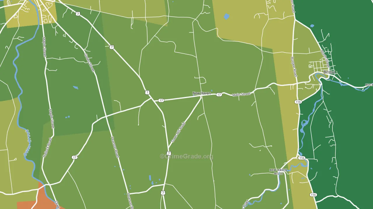 New Haven, VT Map of Theft Rates