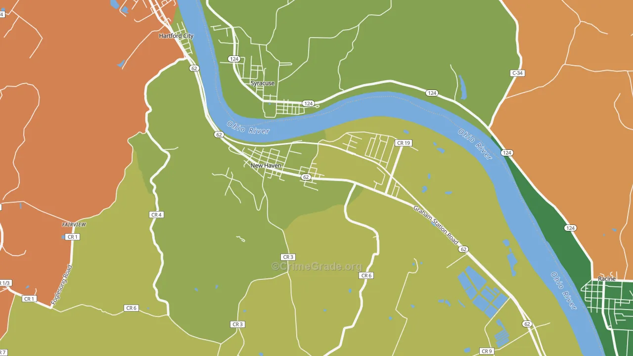 New Haven, WV Map of Theft Rates