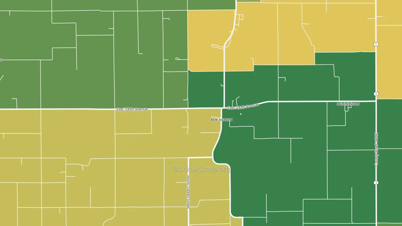 New Hebron, IL Map of Theft Rates