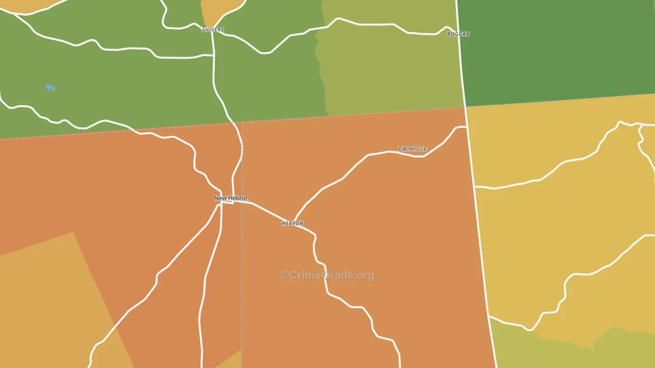 New Hebron, MS Map of Theft Rates