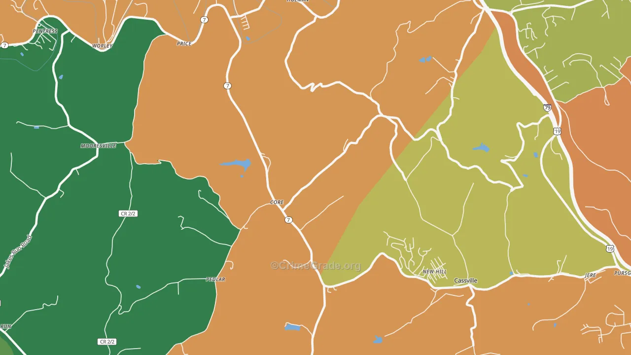 New Hill, WV Map of Theft Rates