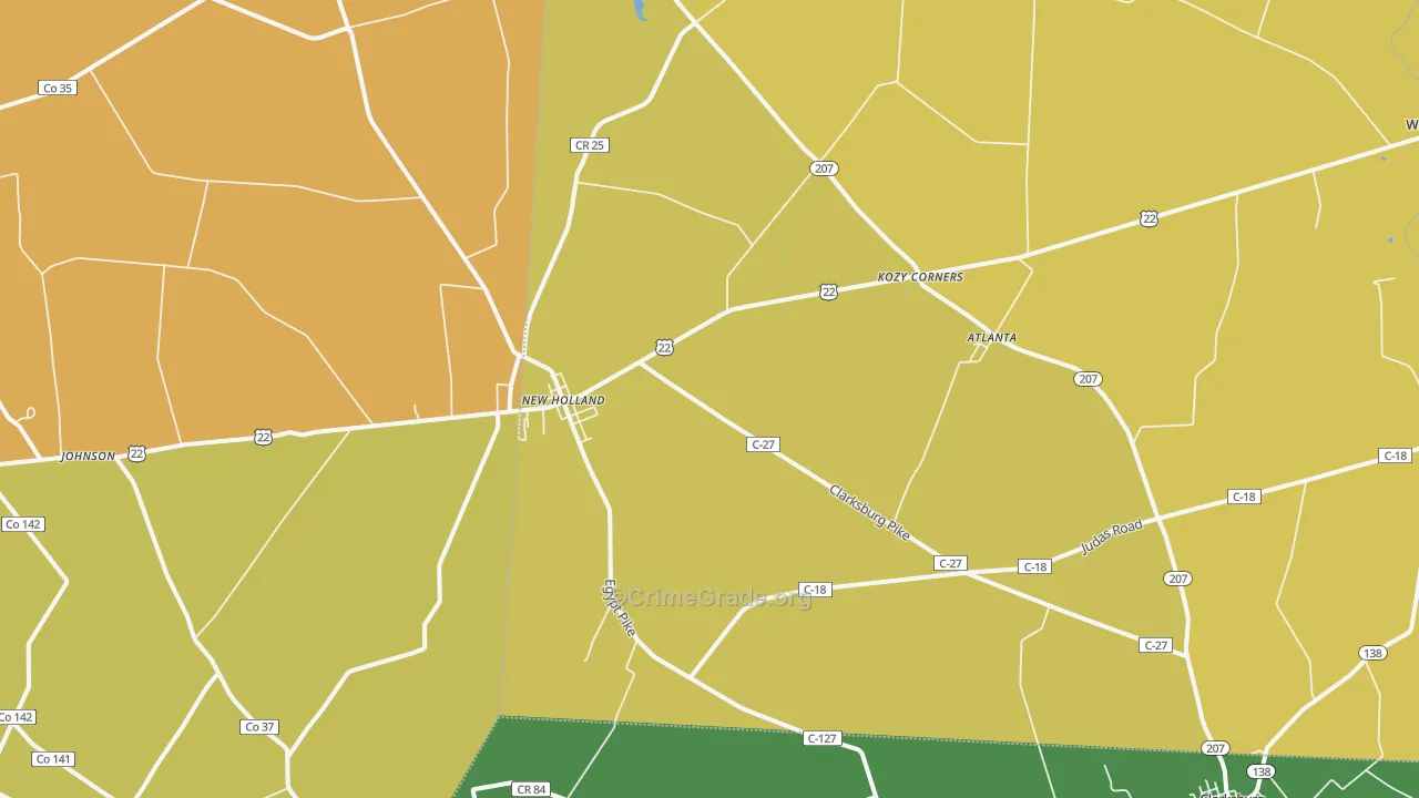 New Holland, OH Map of Theft Rates