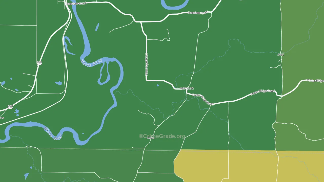 New Hope, IN Map of Theft Rates
