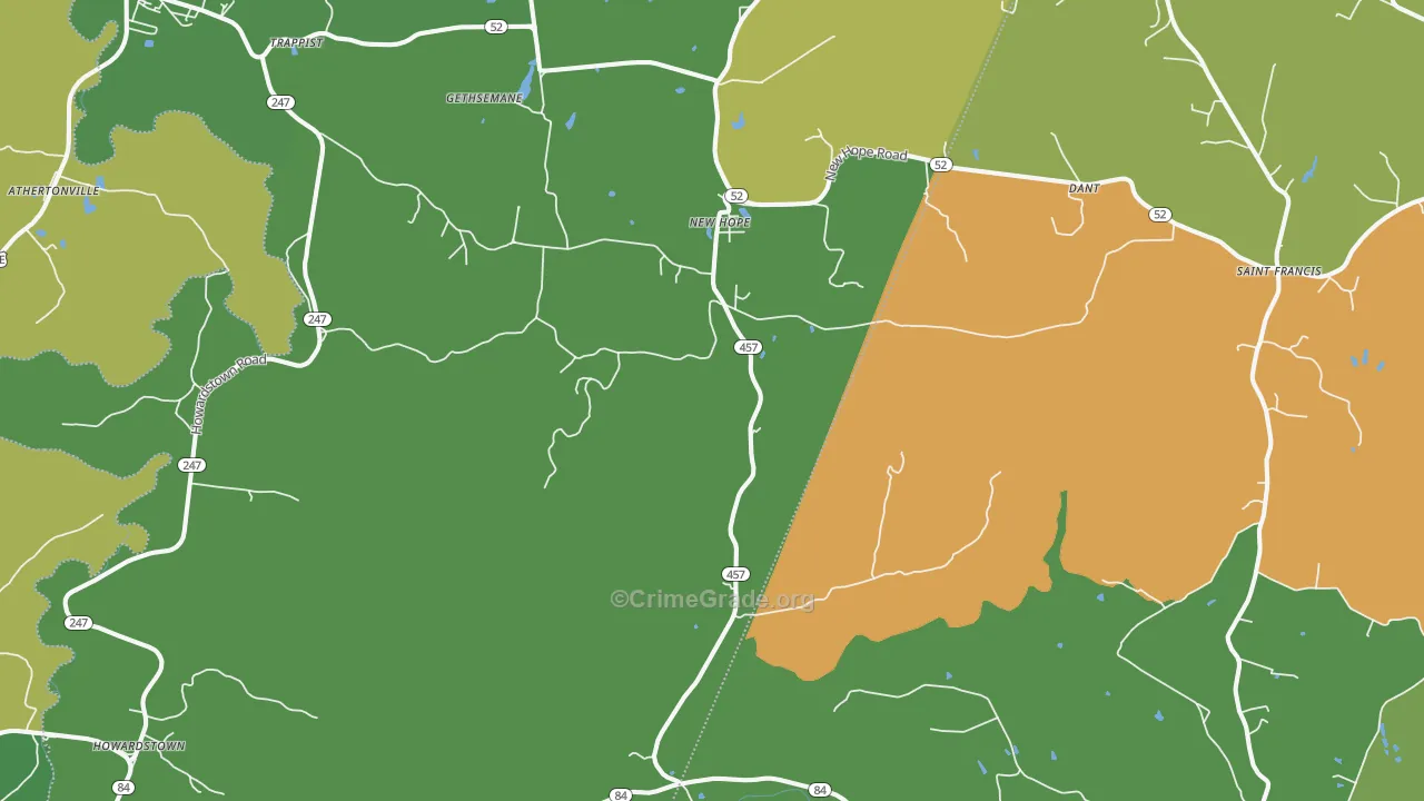 New Hope, KY Map of Theft Rates