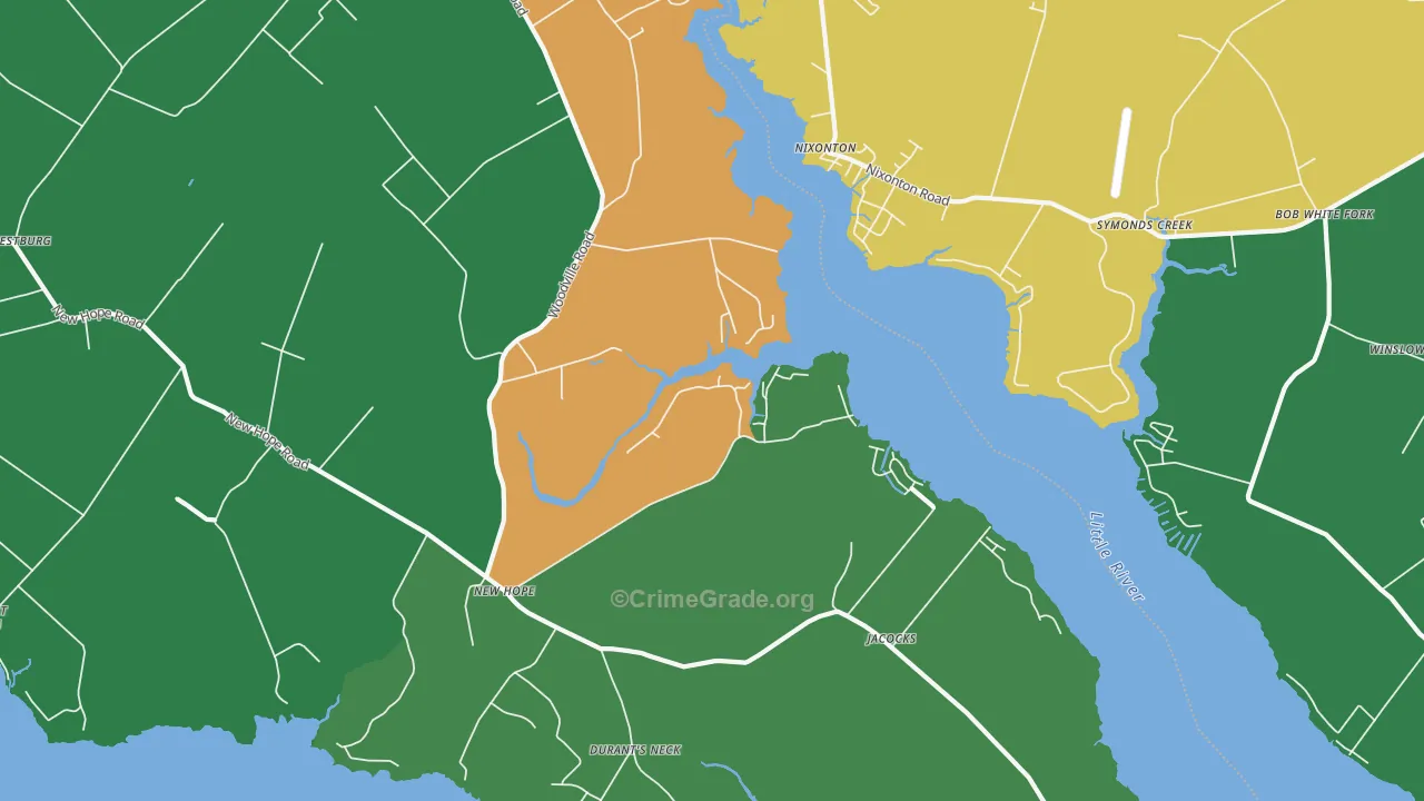 New Hope, NC Map of Theft Rates