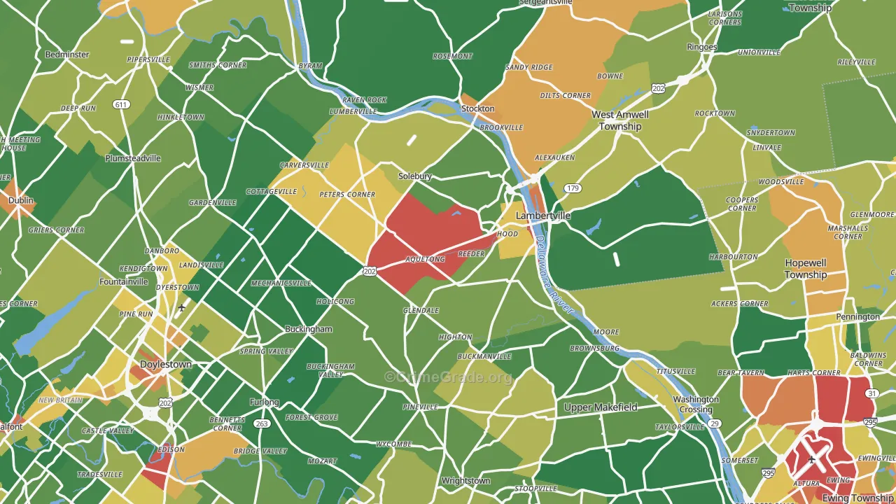 New Hope, PA Map of Theft Rates