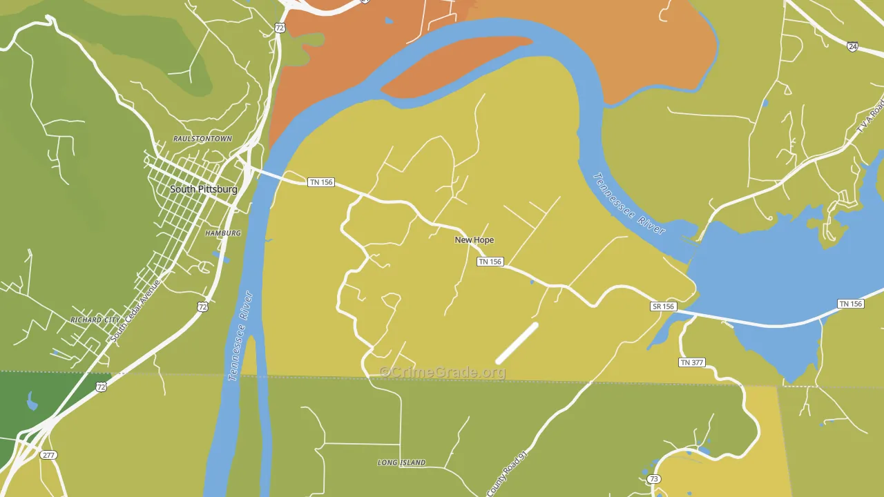 New Hope, TN Map of Theft Rates