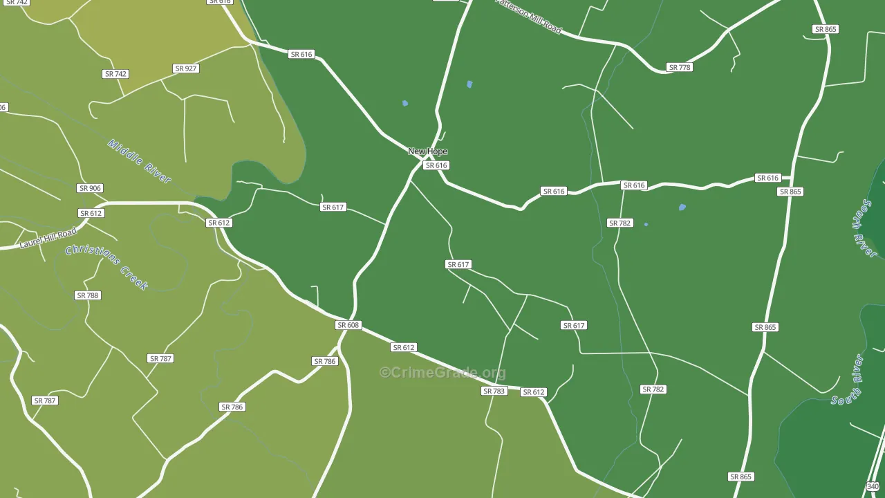 New Hope, VA Map of Theft Rates