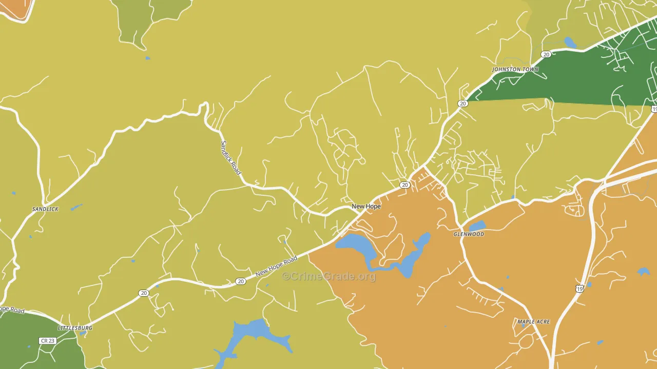 New Hope, WV Map of Theft Rates