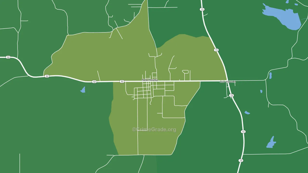 New Houlka, MS Map of Theft Rates