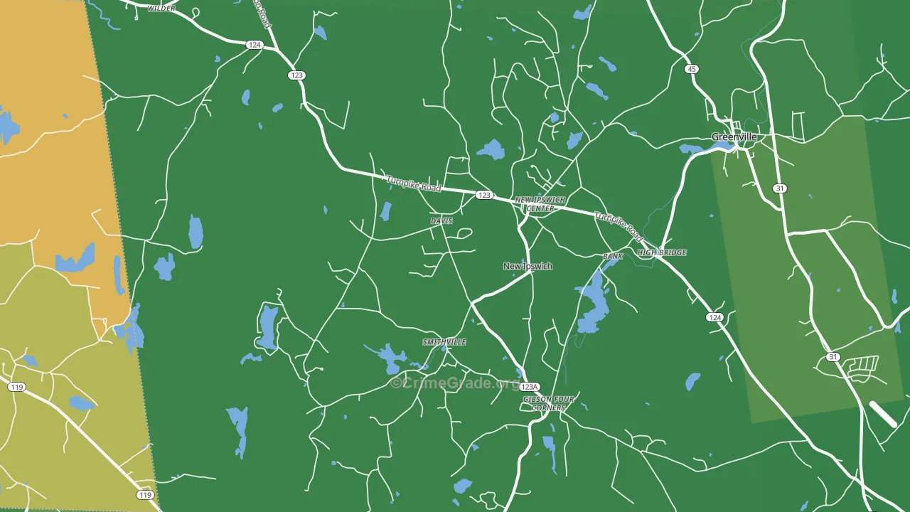 New Ipswich, NH Map of Theft Rates